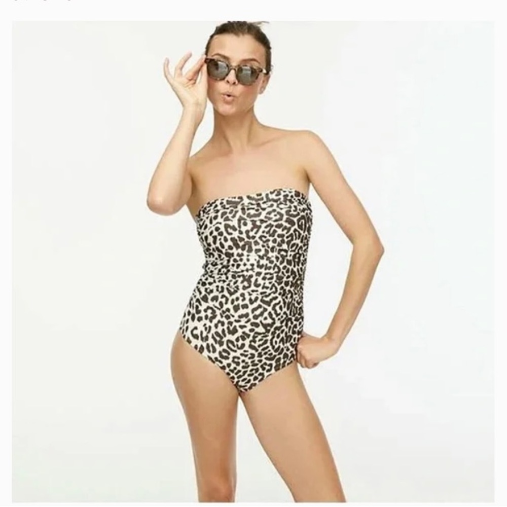 J. Crew l Leopard Print One Piece Swimsuit Size L WORN ONCE